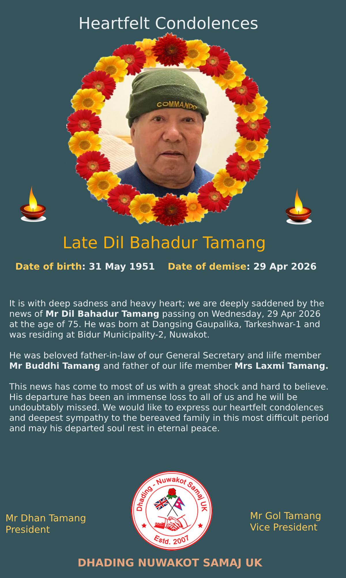 RIP Dil Bahadur Tamang