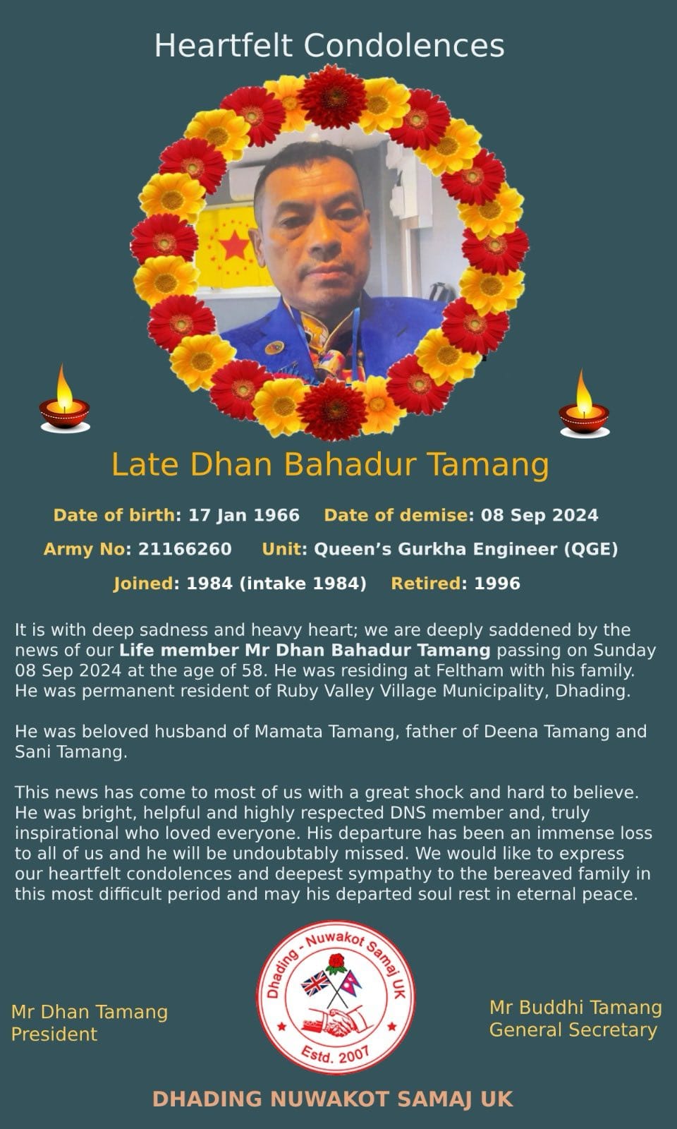 RIP Dhan Bahadur Tamang