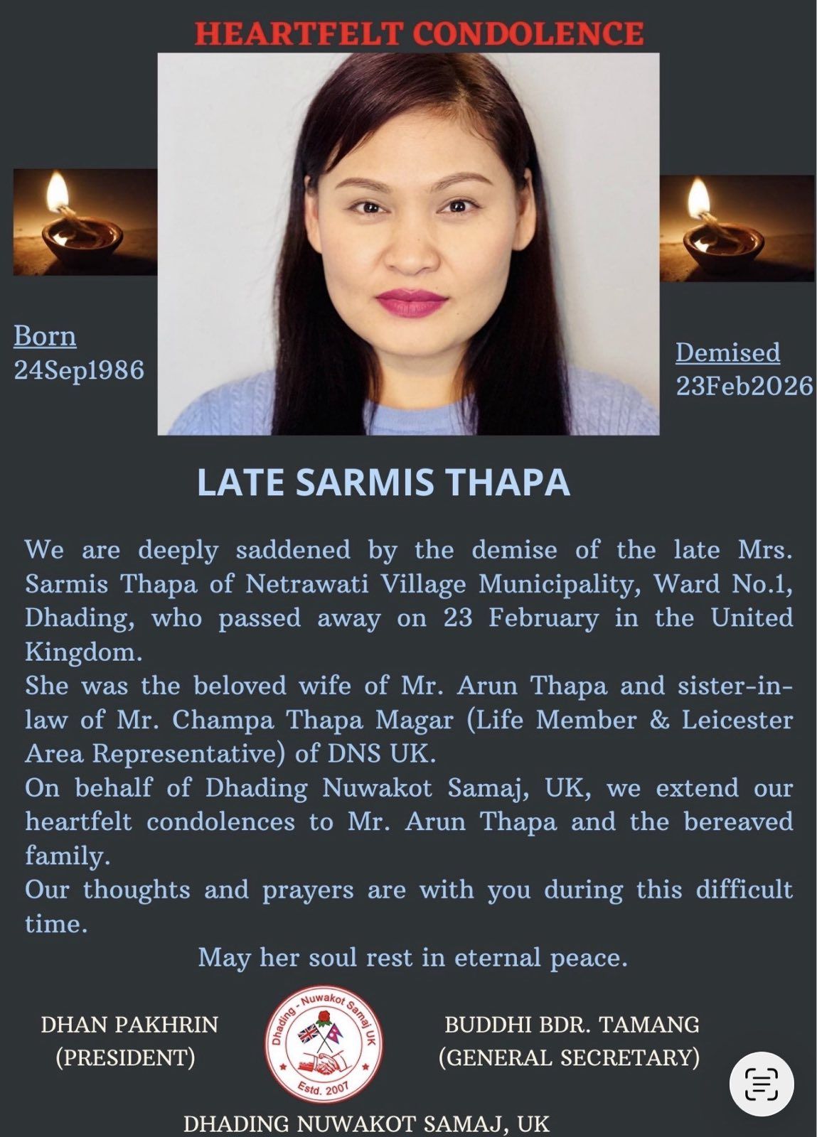 RIP Sarmis Thapa